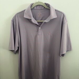 Rhoback Men's Large Polo - Pink and Blue Stripes